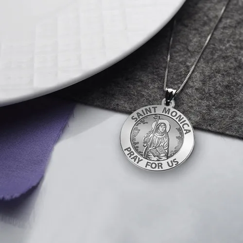 Miniatura 4 de Plata de ley Medalla Saint Monica Religiosadisponible en Solid Oro Blanco De 10K and14K Amarillo o, o, plata de ley, PG71010