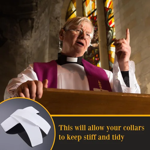 Miniatura 5 de Hercicy Cuello de pestaña para camisa del clero, camisa blanca con inserción de cuello sacerdote, 5.51 x 1.26 x 1.97 pulgadas