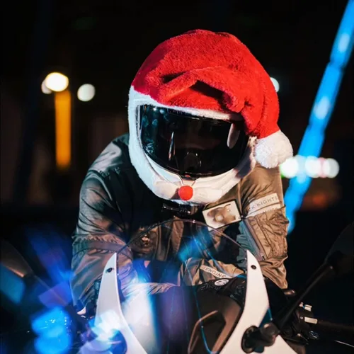 Miniatura 7 de x xotic tech Cubierta para Casco de Motocicleta de Papá Noel Navideño, Cubierta de Felpa para Casco de Cara Completa de Natividad Papá Noel Sombrero
