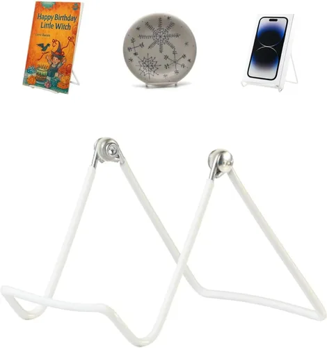 Miniatura 7 de KINGDOM SOLUTIONS Made in USA Paquete de 12 caballetes ajustables de metal negro – Soporte para libros – Soporte de placa resistente para arte