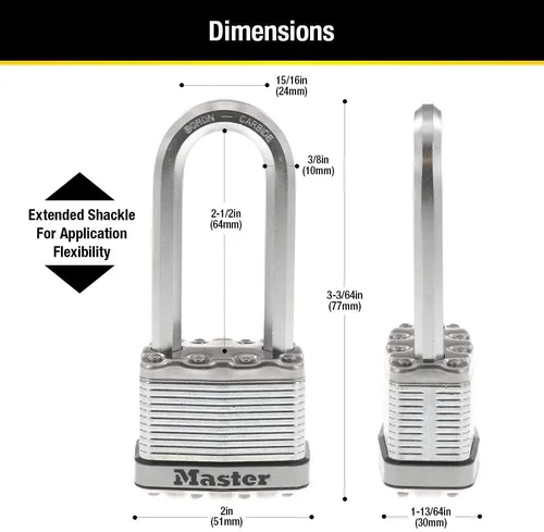 Miniatura 6 de Master Lock M5XDLJ Magnum Candado de Servicio Pesado con Llave, 1 Paquete
