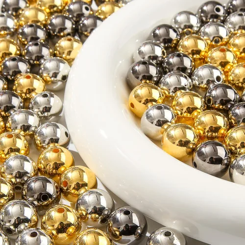 Miniatura 7 de cuentas de acrílico de 16 mm en color dorado y plateado de 100 unidades, cuentas de chicle para bolígrafo, para hacer pulseras, diademas, collares