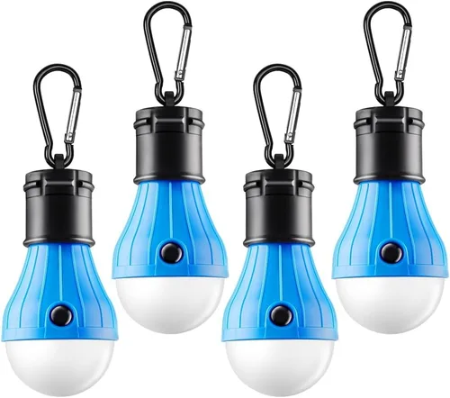 Miniatura 12 de FLY2SKY Lámpara de tienda de campaña, 4 paquetes de luces LED portátiles para tienda de campaña, gancho de clip, luces de emergencia para huracanes