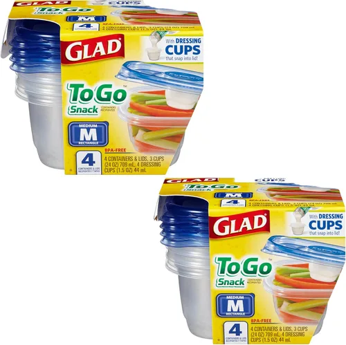 Miniatura 15 de Recipientes de almacenamiento de alimentos GladWare To Go, rectángulo mediano con capacidad para 24 onzas de alimentos, juego de 4