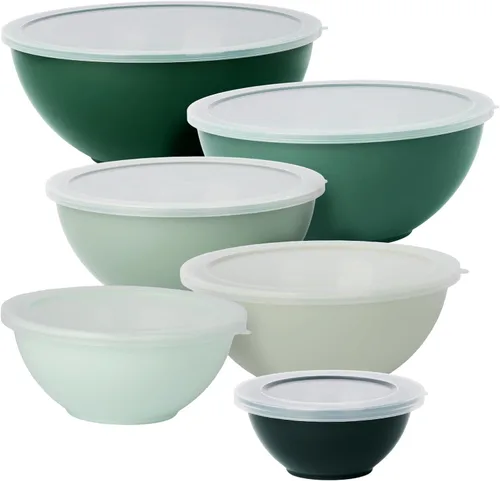 Miniatura 3 de BoxedHome Tazón redondo de plástico sin BPA con tapas, paquete de 12 tazones anidables con tapas, aptos para microondas y lavavajillas, cuencos