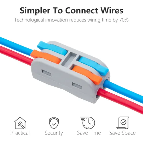 Miniatura 2 de 84 conectores de cable de palanca, 2 en 2 salidas rápidas y compactas, conector eléctrico para AWG24-12