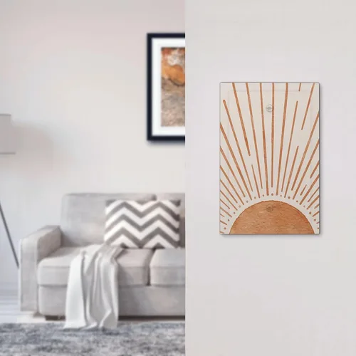 Miniatura 4 de Placa de pared eléctrica de 1 gang sin dispositivo en blanco, bohemio naranja vintage años 70 60s beige amanecer puesta de sol mediados de siglo