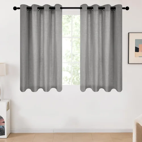 Miniatura 60 de Deconovo - Cortinas opacas para dormitorio con ojales, cortinas sólidas con aislamiento térmico, bloquean el calor, oscurecen la habitación, ahorran