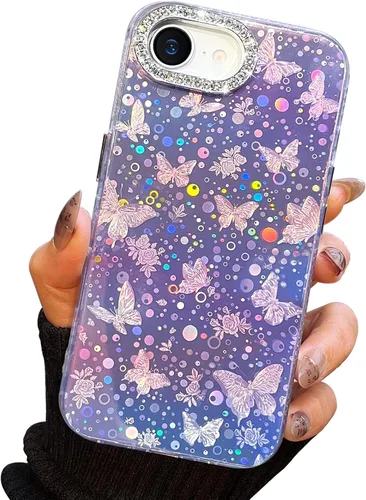 Miniatura 94 de I-MGAE-IN-AR Funda compacta para iPhone 11, diseño de mariposa, marco de protección de lente de cámara con diamante 3D, bonitas fundas protectoras