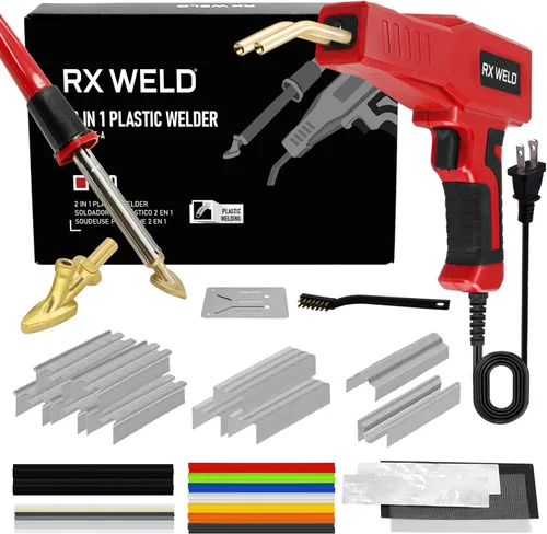 Miniatura 7 de RX WELD Soldador de Plástico, Kit de Soldadura de Plástico 2 en 1 Soldador de Reparación 1000PCS Grapadora Caliente para Grietas de Parachoques