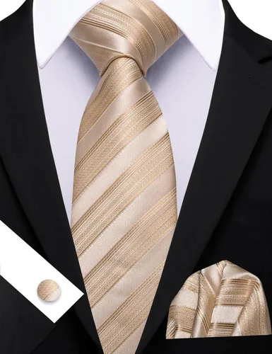 Miniatura 163 de Barry.Wang Juego de corbatas para hombre, corbata de seda a rayas, tejido a cuadros, gemelos formales, negocios, boda