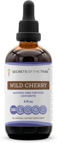 Secrets of the Tribe Extracto líquido sin alcohol de cereza silvestre, corteza seca de cereza silvestre (Prunus Serotina) (4 onzas líquidas)