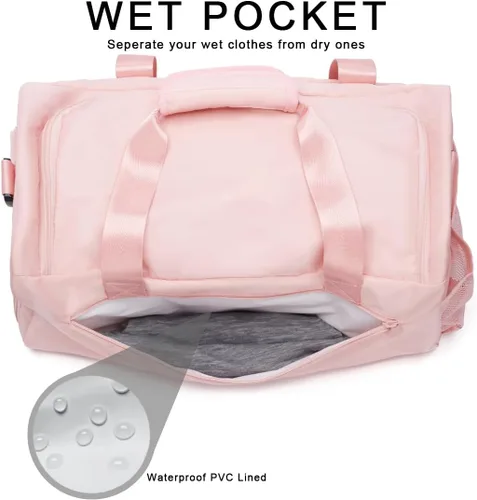 Miniatura 2 de Bolsa de gimnasio para hombres y mujeres, pequeña bolsa deportiva con bolsillo húmedo y compartimento para zapatos, bolsa de lona resistente al agua