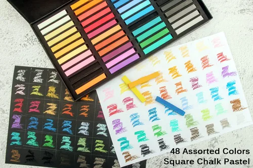 Miniatura 3 de Brusarth Juego de tizas pastel suaves no tóxicas para artistas profesionales, 48 colores pastel de tiza cuadrada para dibujar, mezclar, capas
