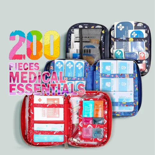 Miniatura 3 de EVERLIT Care Rescue Pack Kit de primeros auxilios para la familia para niños con 200 piezas de suministros médicos Bolsa de almacenamiento par
