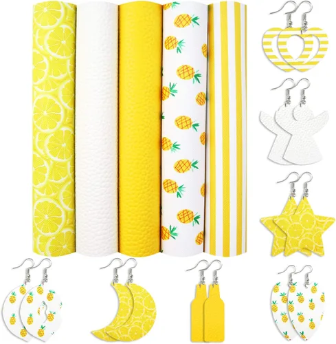 Miniatura 7 de David Accessories - Juego de 6 hojas de tela de piel sintética (8 x 13 pulgadas), incluye 2 tipos de tela de piel para hacer lazos, aretes