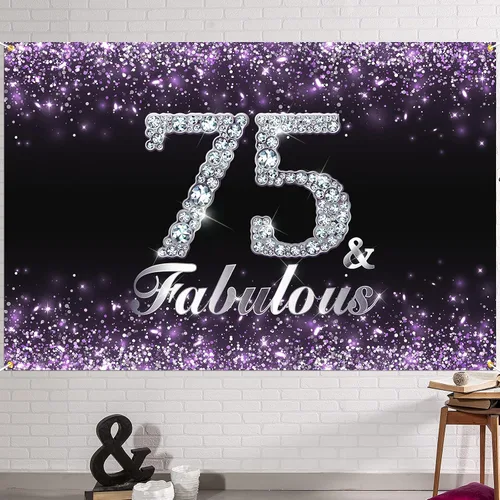 Miniatura 16 de HAMIGAR Fondo de pancarta de feliz cumpleaños número 10 de 6 x 4 pies, suministros de fiesta de cumpleaños para niñas, color morado