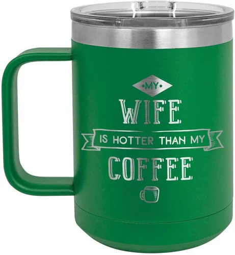 Taza de café verde de 15 onzas con tapa deslizante | Taza de café de viaje aislada | Ideas de regalo únicas de mujeres u hombres | Compare precio