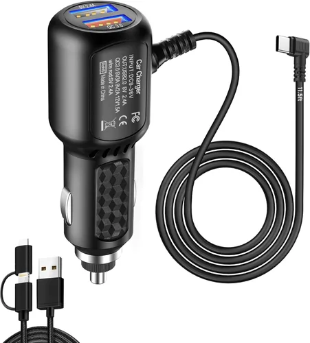 Cargador de cámara de tablero USB C, cargador de coche tipo C, adaptador de corriente de doble puerto, cable de carga rápida para REDTIGER F7N,