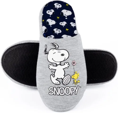 Miniatura 3 de PEANUTS Snoopy - Pantuflas para mujer en color gris marga, calzado de dibujos animados de Snoopy y Woodstock para mujer Zapatos de casa sin cordones