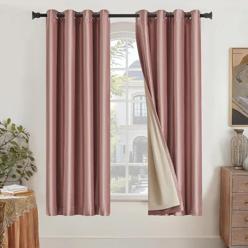 Miniatura 8 de GIGIZAZA Cortinas de terciopelo 100% opacas de 72 pulgadas, 2 paneles, cortinas negras para ventana, con aislamiento térmico, cortina de lujo