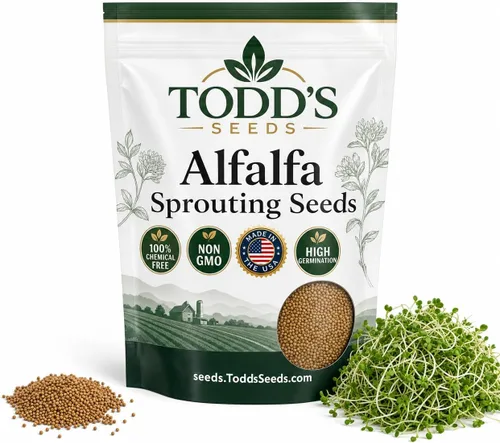 Todd’s Seeds - Semillas germinadas de alfalfa premium 100% libres de químicos - Fáciles de cultivar, perfectas semillas de alfalfa a granel -