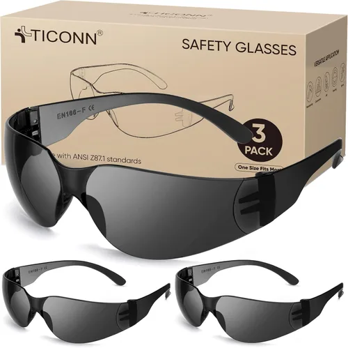 Miniatura 15 de TICONN Gafas de seguridad transparentes para hombres, gafas protectoras resistentes a los arañazos y impactos, cumplen con la norma ANSI Z87.1