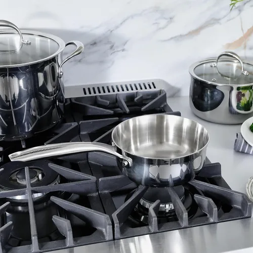 Miniatura 4 de KEAWELL K3 Premium - Cacerola de acero inoxidable de tres capas de 1.5 cuartos con tapa, seguro para inducción y horno hasta 600°F, calentamiento