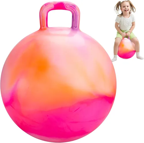 Miniatura 10 de Pelota saltarina Inpodak de 18 pulgadas con asas para niños, juguete de salto y rebote Hippity Hop para niños de 3 a 6 años, incluye bomba y caja