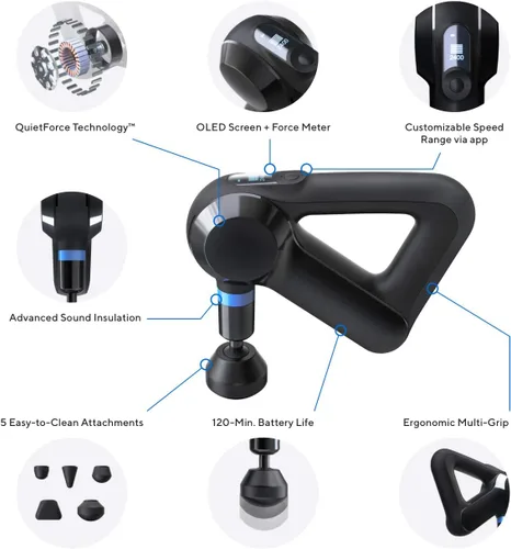 Miniatura 9 de Theragun Elite - Pistola de masaje Bluetooth – Masajeador de percusión ultra silencioso para aliviar el dolor en cuello, espalda, piernas, manos
