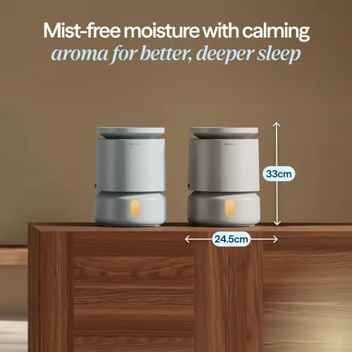 Miniatura 3 de BLUEAIR DreamWell - Humidificador de habitación – 48 horas de llenado superior sin niebla InvisibleMist Tecnología Piedra aromática para aceites Gris