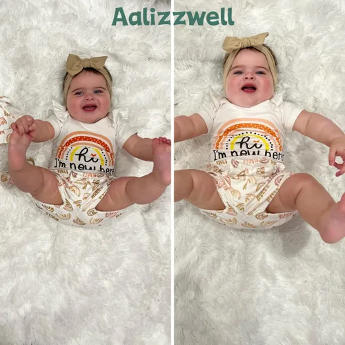 Miniatura 30 de Aalizzwell Conjunto de pantalones cortos para bebé recién nacido para el verano