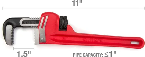 Miniatura 4 de Steelman 60883 Llave de tubo de mango recto de hierro fundido resistente de 10 pulgadas