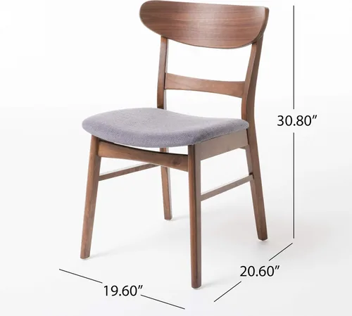 Miniatura 3 de Christopher Knight Home Idalia - Juego de comedor rectangular de patas curvas, juego de 5 piezas, nogal natural y gris oscuro