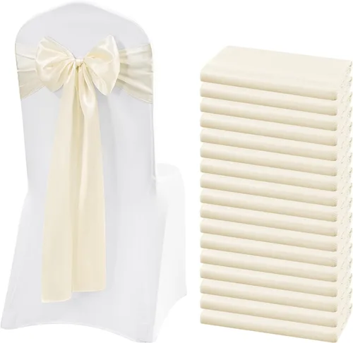 Miniatura 12 de 60 bandas de satén para silla, color burdeos, para fiestas, hoteles, bodas, recepciones, restaurantes y decoración de eventos (7 x 108 pulgadas)