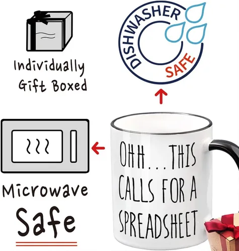 Miniatura 5 de Divertida taza de café con hoja de cálculo, regalo para compañero de trabajo, regalo de Navidad y cumpleaños para contador, taza de contabilidad