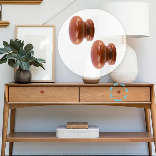 Miniatura 3 de Bitray Perillas de madera redondas con forma de hongo y color marrón claro, tiradores de cajón de madera - 8