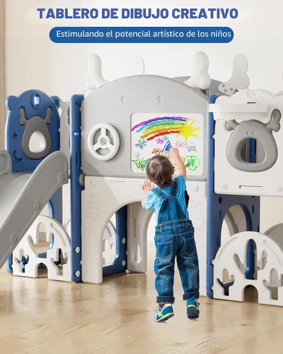 Miniatura 6 de XJD Juego de Tobogán 13 en 1 para Niños Pequeños, Tobogán para Niños de 1+ Años, Nueva Actualización con Set de Golf, Aro de Baloncesto, Pizarra