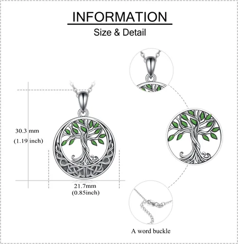 Miniatura 114 de ONEFINITY Collar de plata de ley 925 con diseño de árbol de la vida con colgante de nudo celta de concha de abulón para mujer