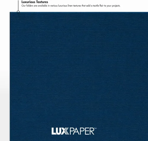 Miniatura 5 de LUXPaper Porta certificados de 9.5 x 12 pulgadas, lino azul náutico, cubierta de 100 libras, 25 unidades Lino Azul Oscuro