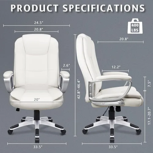 Miniatura 3 de LEMBERI Silla de escritorio de oficina, silla ejecutiva gerencial grande y alta, silla de computadora con respaldo alto, sillas ergonómicas de piel