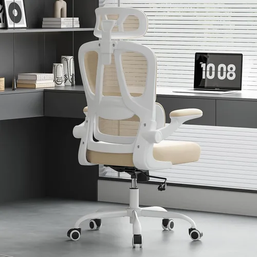 Miniatura 10 de Farini Silla de oficina ergonómica, silla de escritorio con reposacabezas y soporte lumbar, silla giratoria de oficina en casa con reposacabezas