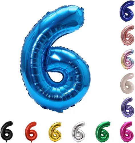 Miniatura 52 de YPSelected Globo grande de 32 pulgadas de helio con números 0-9 de papel de aluminio azul para cumpleaños, bodas y fiestas (Azul, 3)