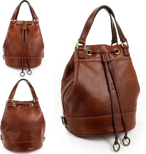 Miniatura 3 de Time Resistance Bolso cubo de cuero de grano completo de cuero real para mujer