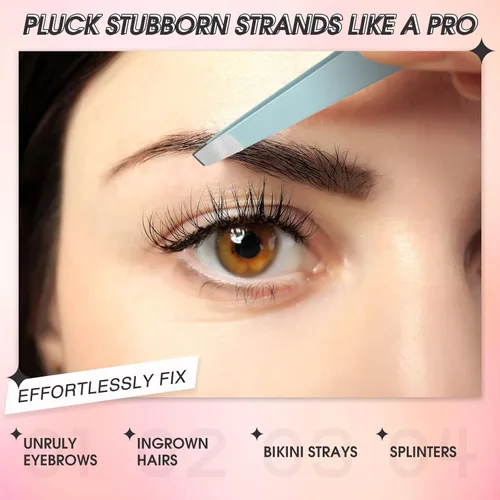 Miniatura 7 de Mudder Juego de 12 pinzas para cejas para cabello facial, pinzas de punta inclinada de acero inoxidable a granel para hombres y mujeres (multicolor)