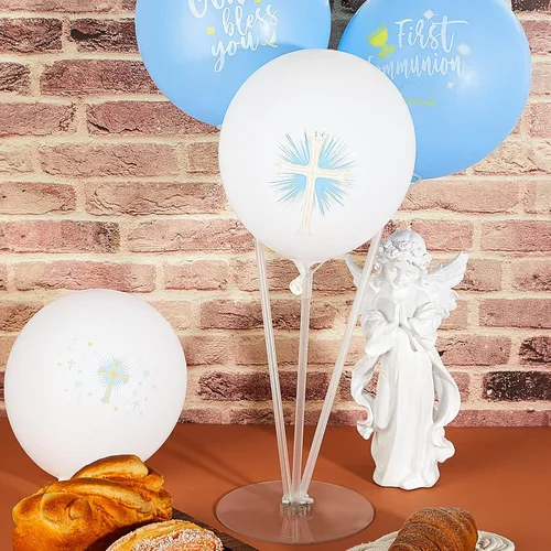Miniatura 4 de Skylety Globos de látex con 48 palomas cruzadas, globos de bautismo de 12 pulgadas para primera comunión y bautizo (azul)