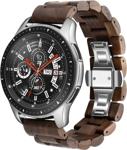Miniatura 14 de Correa de 0.78 pulgadas compatible con Samsung Galaxy Watch/Gear S2 S3/Active/Active 2, correa de acero inoxidable de madera natural para Samsung