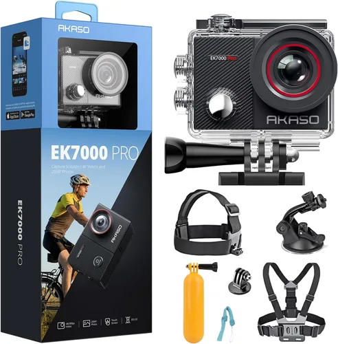 AKASO EK7000 Pro 4K30FPS 20MP WiFi Cámara de acción y 7 en 1 Kit de accesorios para cámara de acción