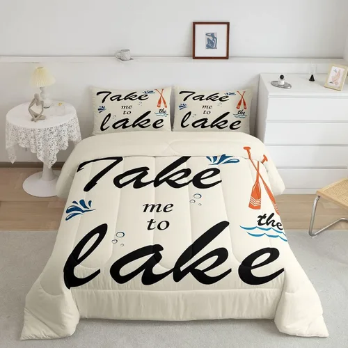 Miniatura 31 de Lake House - Juego de edredón tamaño individual, juego de ropa de cama rústica de granja vieja de 2 piezas para niños, adolescentes y adultos