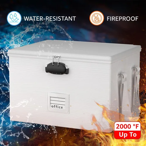 Miniatura 3 de ROSONG Caja de Documentos Ignífuga Organizador de Archivos - Caja de Almacenamiento Portátil Impermeable con Cerradura y Asa para Colgar Carpetas